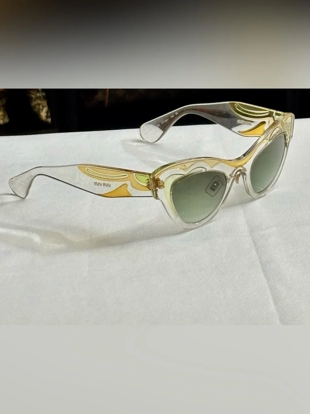 MIU MIU Yellow Transparent  Cat eye Sunglasses